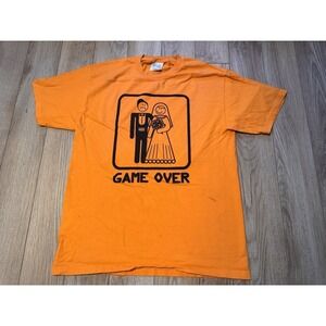 Port and Company Mens Orange Game Over Wedding Graphic T-Shirt Medium